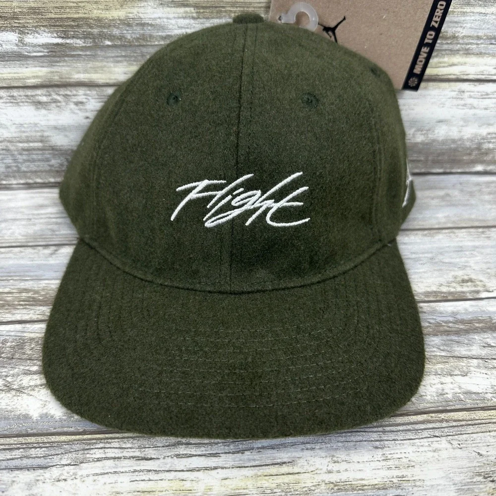 Jordan‎ Flight Strapback Hat Mens M/L Olive Green Wool Blend Jumpman HF6241 NEW